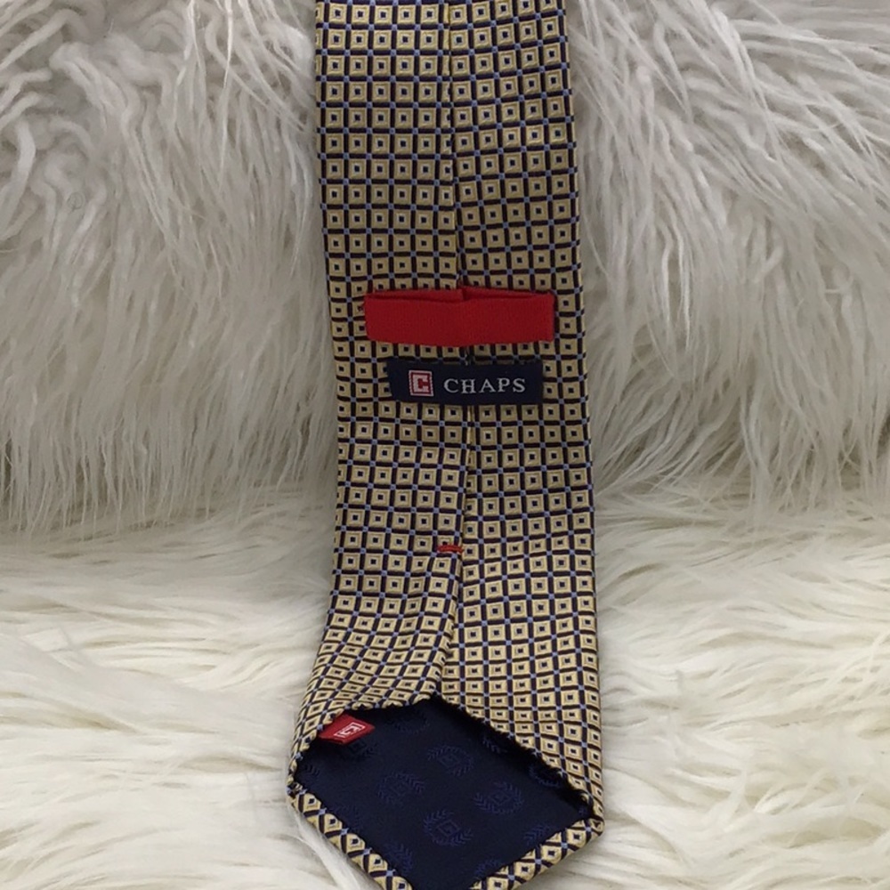 🌼3/$15🌼 BUNDLE DEAL! Chaps Yellow/Blue Square Print Tie - Picture 4 of 4